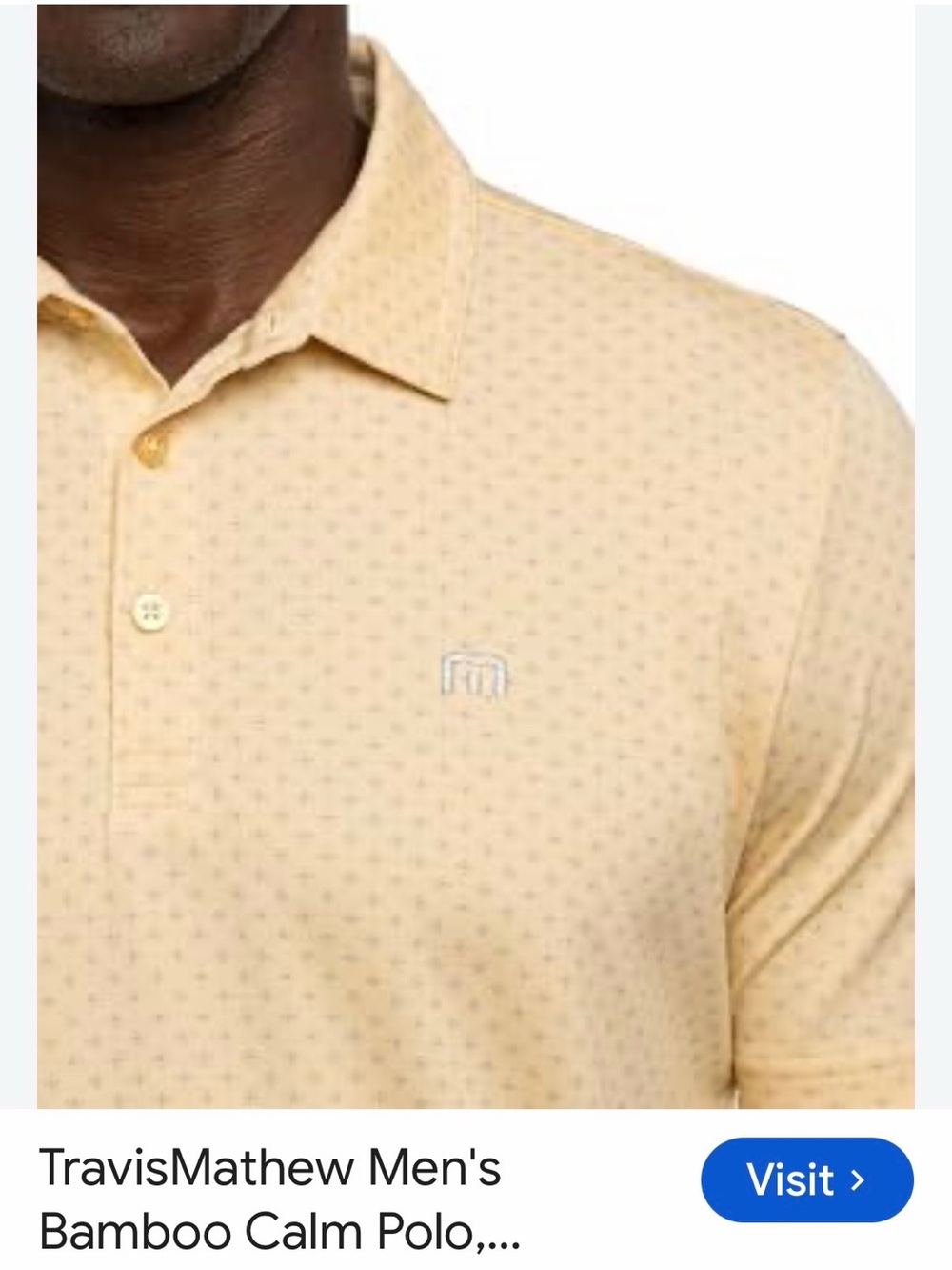 TravisMathew "Bamboo Calm" Golf Polo Men's Medium Butter Yellow Ojai Valley Inn